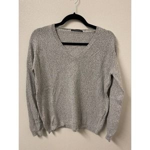 BRANDY MELVILLE sweater one size grey v-neck cotton blend​​​